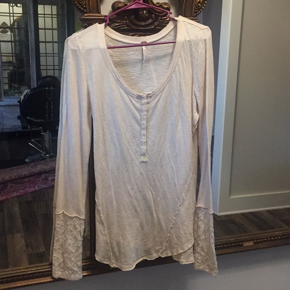 Free People Tops - Free people Henley top with lace cuffs